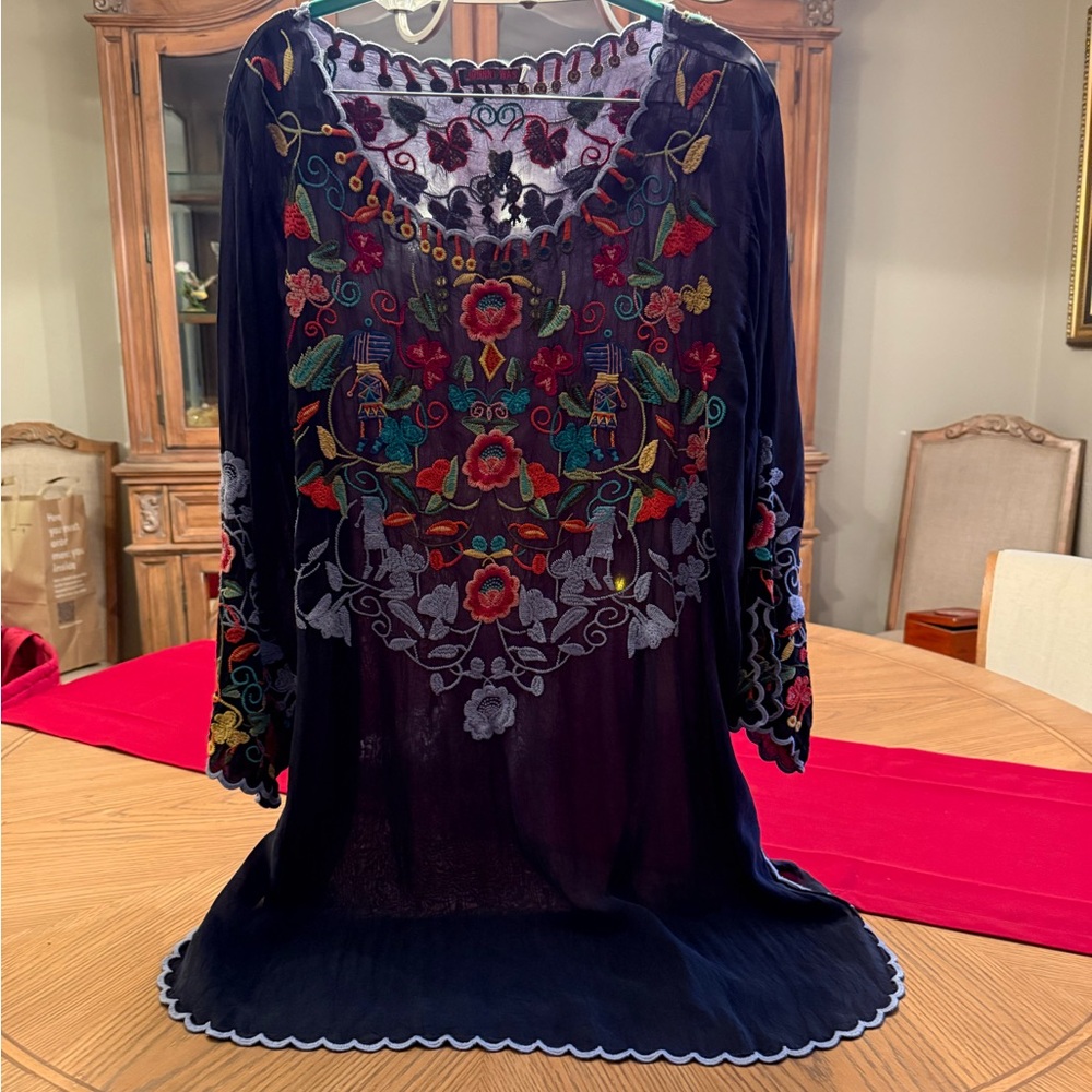 Johnny Was Heavily Embroidered Gorgeous Tunic.  Extremely flattering design.